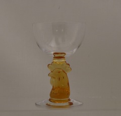 #5048 Rooster Head, Crystal Bowl with Amber Stem, 1947