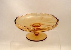 #1519 Waverly Low Footed Comport, Amber, 1940-1955
