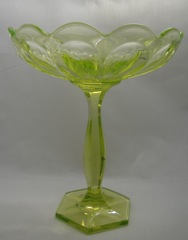#351 Priscilla, Extra High Footed Shallow Bowl, Canary, 1922-1924