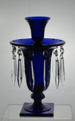 #1405 Ipswich Footed Center Piece with Vase & A Prisms, Cobalt, 1932-1941