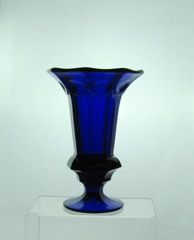 #1433 Thumbprint & Panel 8 1\2 inch Vase, Flared? Cobalt, 1934-1937