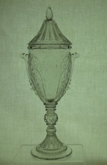 #1430 Aristocrat Tall Candy Jar, Crystal, unk cutting, 1933-1937