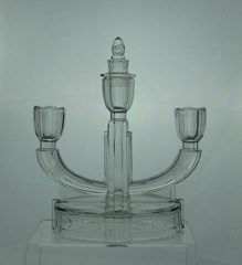 #1471 Empire Candlestick with Center Finial, Crystal, unk cut, 1935-1937