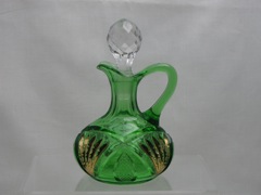 #1255 Pineapple and Fan, Oil Bottle, Emerald with gold decoration, 1898-1902