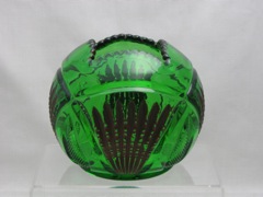 #1255 Pineapple and Fan, Rose Bowl, Emerald with gold decoration, 1898-1902