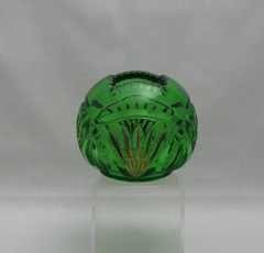 #1255 Pineapple and Fan, Rose Bowl, Emerald with gold decoration, 1898-1902