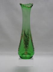#1280 Winged Scroll, Swung Vase, Emerald with gold decoration. 1898-1902