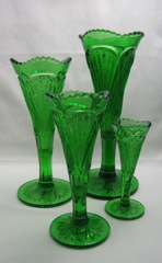 #1255 Pineapple and Fan Vases, Emerald, 1898-1902