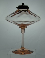 #4262 Charter Oak Water Lamp, 10 inch, Diamaond Optic, Flamingo, 1928-1931
