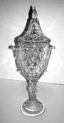 #1430 Arostocrat tall candy jar, crystal, unk cutting, 1933-1937