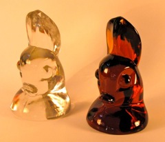 Doe Head Bookend Crystal, Amber, date unknown