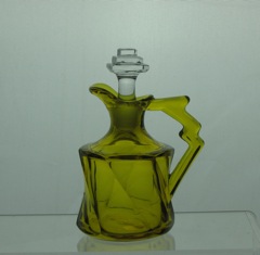 #1252 Twist Oil Bottle, #78 Stopper in Crystal, Marigold, 1928