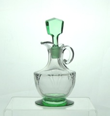 #1401 Empress Cruet, Crystal with Moongleam foot and #83 stopper, 1930-1935