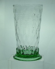 #4206 Optic Tooth Vase, 12 inch, Diamond Optic, Unk cutting, Moongleam base, 1925-1935