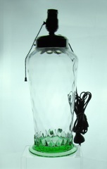#4206 Optic Tooth Water Lamp, Diamond Optic, Crystal top with Moongleam base, 1928?