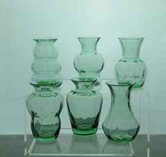 #4227,4228,4229,4230,4231,4232 Favor Vases, Diamond Optic, Moongleam, 1933-1935