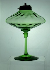 #4262 Charter Oak Water Lamp, 10 inch, Diamaond Optic, Moongleam, 1928-1931