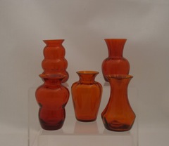 #4227, 4229, 4230, 4231, 4232 Favor Vase, Tangerine, Diamond Optic, 1933-1935