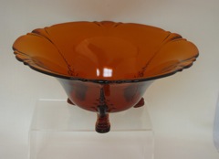 #1401 Empress Bowl, 11 inch, Dolphin footed, Tangerine, 1932-1935